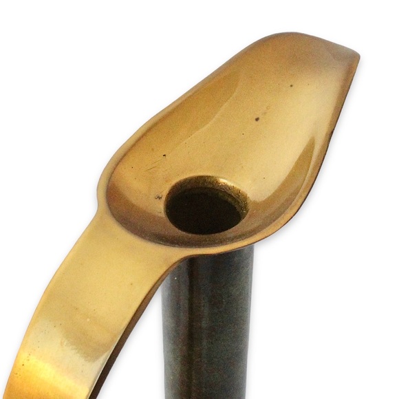 Vintage Israeli Green Verdigris Patina Brass Pitcher Vase Ewer Mid-Century 1950s - Picture 5 of 8